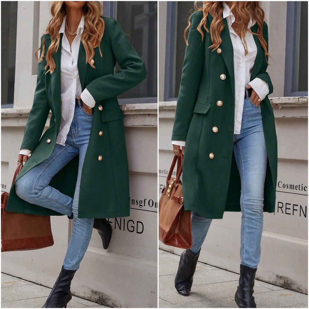 Classic Button up Long Jacket Coat - Picture 2 of 8